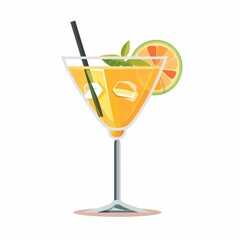 Fototapeta premium Refreshing Cocktail With Orange Slice Garnish