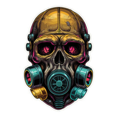 Detailed Illustration skull Head wearing a gas mask Sticker Art
