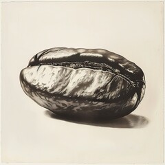 Naklejka premium Black and white photo of a coffee bean.