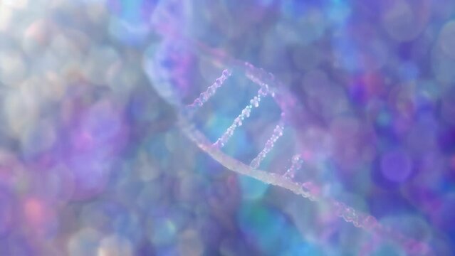 In this defocused background image multicolored bokeh streams dance gracefully in a double helix pattern representing the continuous advancement of bioinformatics and the everevolving .