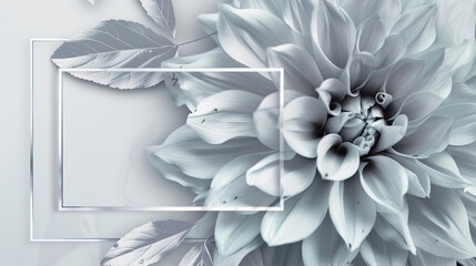 Square frame on a background of gray flowers and leaves
