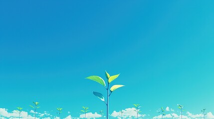 Fototapeta na wymiar growth of a new plant against clear blue sky ,Generative ai, 