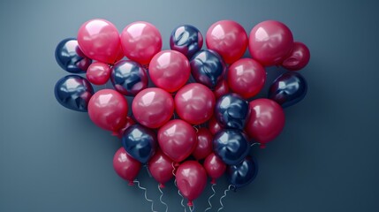 A heart shape composed of birthday balloons, symbolizing the love and well wishes on a birthday.