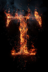 Fire letter S made of burning letters on black background