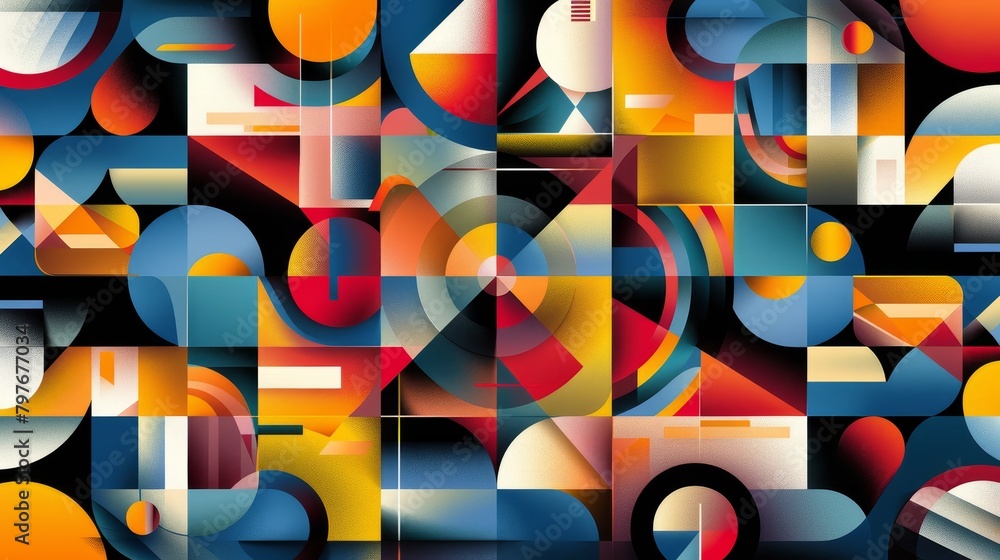 Aufkleber geometric patterns: a 3d vector illustration of a complex geometric pattern with overlapping shapes 