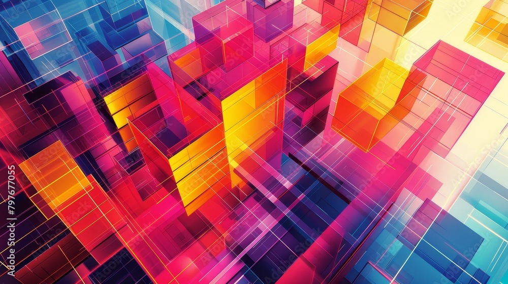 Poster geometric patterns: a 3d vector illustration of a geometric pattern with transparent shapes