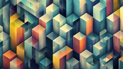 Geometric Patterns: A 3D vector illustration of geometric shapes arranged in a repetitive pattern