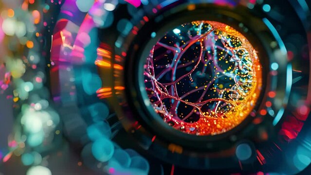Closeup of a microscope lens revealing a magnified view of a single cell highlighting the potential of cloning technologies to replicate precise genetic material. .
