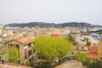 Fototapeta na wymiar Panorama of downtown in Cannes, France