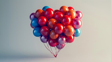 A heart shape composed of birthday balloons, symbolizing the love and well wishes on a birthday.