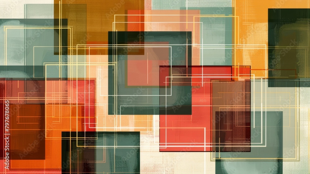 Poster grid art: a vector illustration of a grid-based artwork with overlapping squares