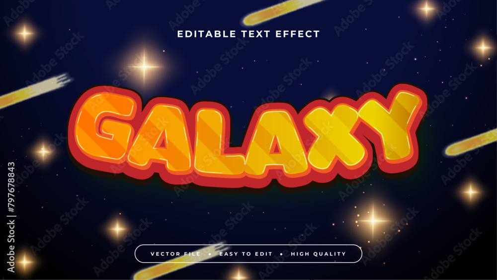 Wall mural orange red and blue galaxy 3d editable text effect - font style