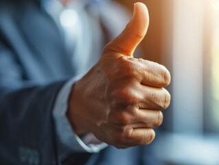 Business people give thumbs up