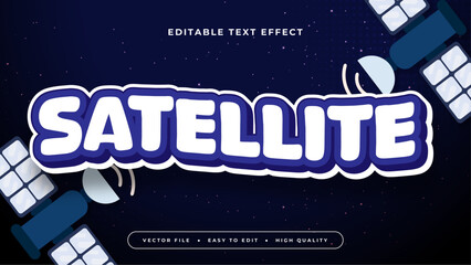 Blue and white satellite 3d editable text effect - font style