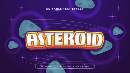 Orange blue and purple violet asteroid 3d editable text effect - font style