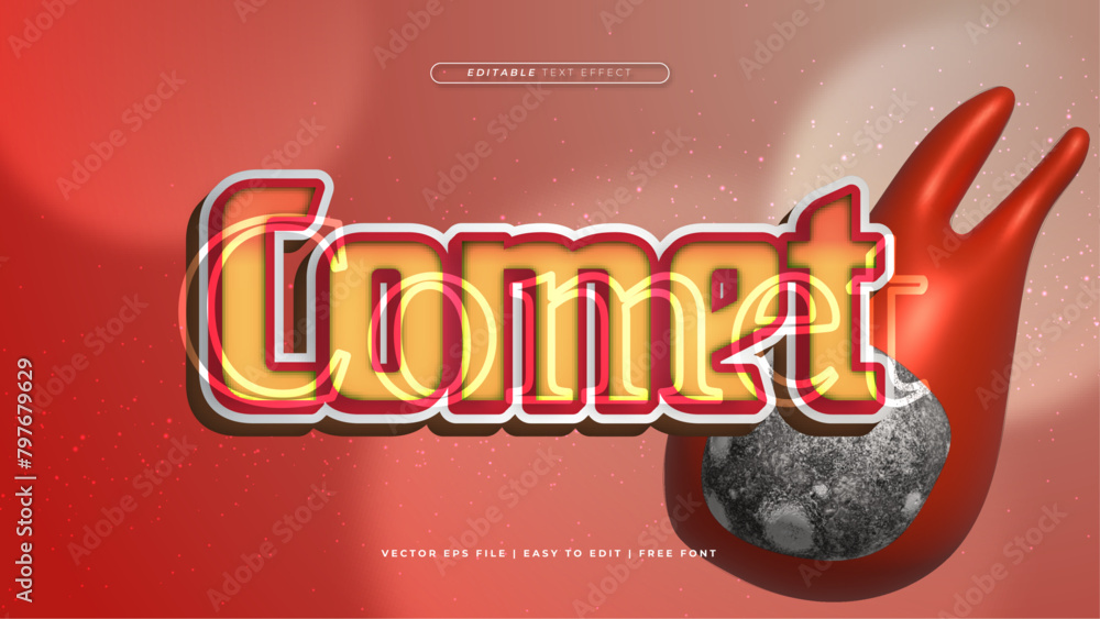 Wall mural orange red and gray grey comet 3d editable text effect - font style