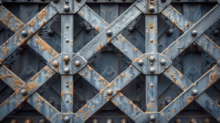 Grid Structure: A close-up photo of a metal grid structure - obrazy, fototapety, plakaty