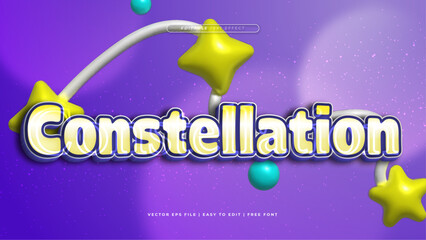 Yellow blue and purple violet constellation 3d editable text effect - font style © QalamVision