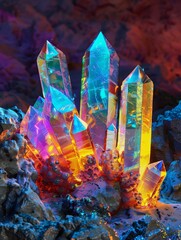 Mysterious luminous colored crystals.
