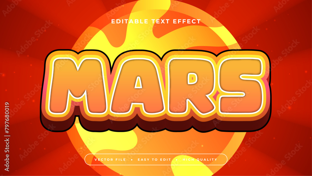 Wall mural red yellow and orange mars 3d editable text effect - font style