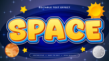 Blue yellow and gray grey space 3d editable text effect - font style