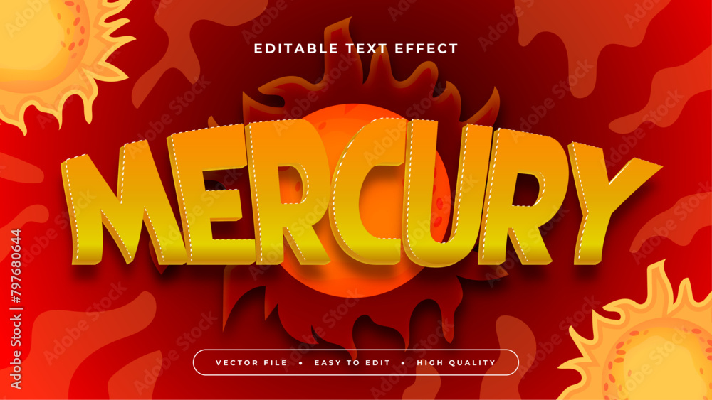 Wall mural yellow red and orange mercury 3d editable text effect - font style