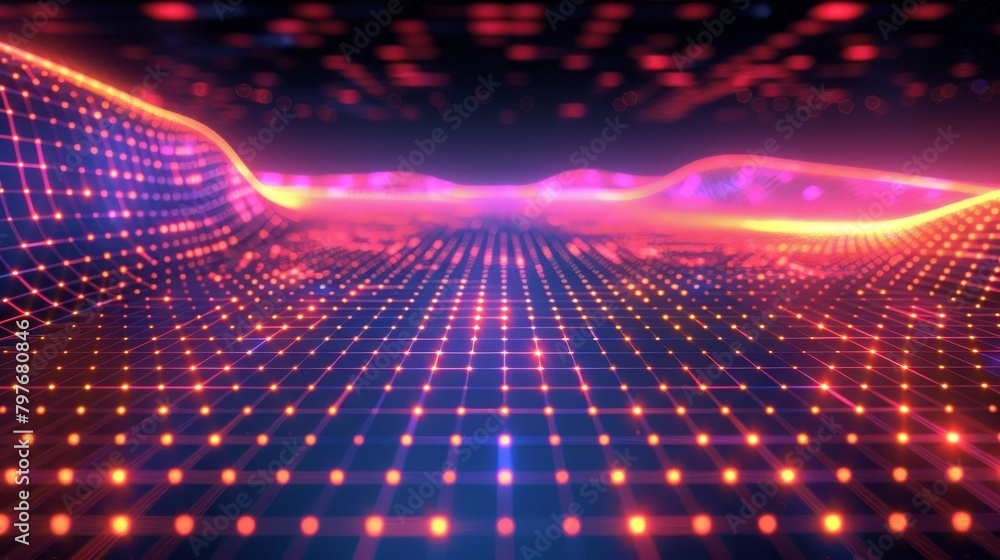 Poster grid texture: a 3d vector illustration of a grid effect on a digital interface