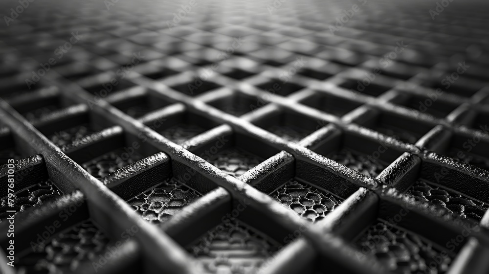 Poster grid texture: a close-up 3d vector illustration of a textured grid