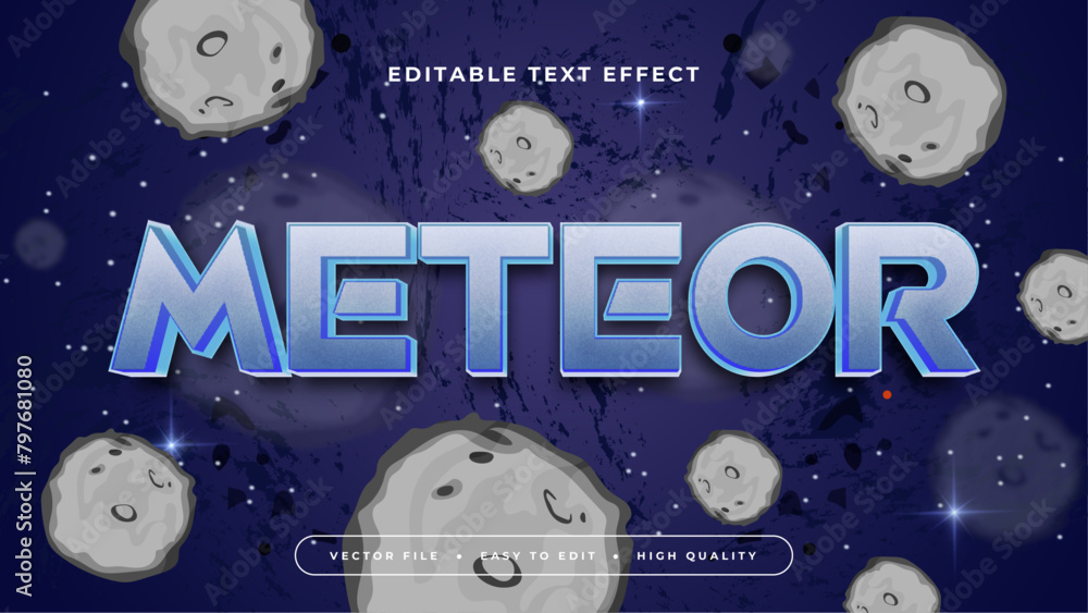 Wall mural blue and gray grey meteor 3d editable text effect - font style