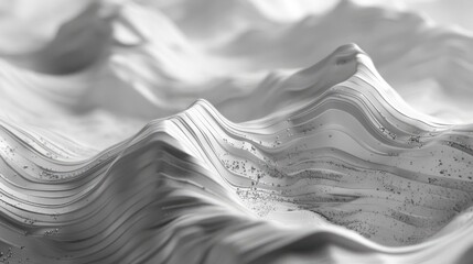 Black and white image of a mountainous landscape.