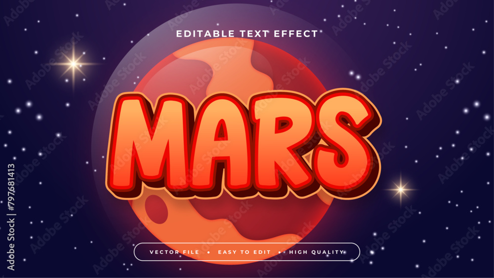 Wall mural blue orange and red mars 3d editable text effect - font style