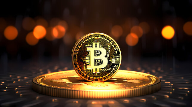 shiny golden bitcoin