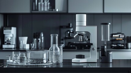 Sleek Laboratory with Advanced Microscope and Crystal-Clear Glass Equipment