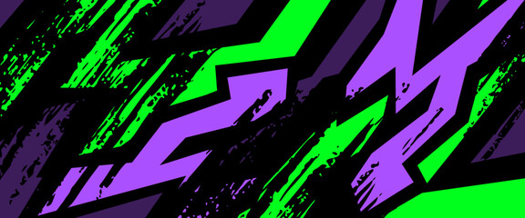 Green black and purple violet vector abstract banner for speed sports racing. Graphic abstract stripe racing banner kit designs for wrap vehicle, race car, rally, adventure and livery
