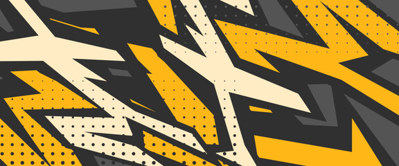 Yellow and gray grey vector abstract flat shapes sport banner with speeds sport style. Graphic abstract stripe racing banner kit designs for wrap vehicle, race car, rally, adventure and livery