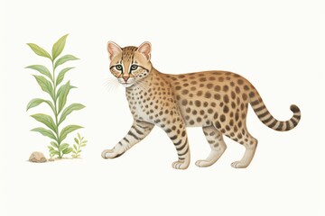 Obraz premium A drawing watercolor of Leopard Cat A small wild cat found from India to the Philippines