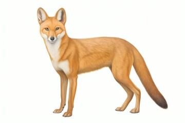 A drawing watercolor of Dhole  A type of Asian wild dog, noted for its reddish coat and communal hunts