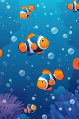 flat illustration of clown fish with calming colors