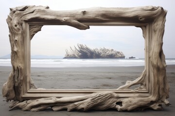 Rustic picture frame driftwood jacuzzi tub.