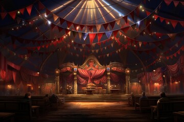 Grand circus tent architecture furniture lighting.
