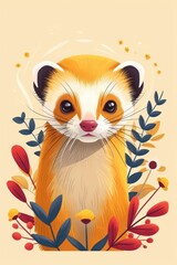 flat illustration of ferret with calming colors