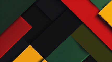 Abstract Geometric Background in Black, Red, Yellow, and Green. Bold and dynamic Black History Month theme.