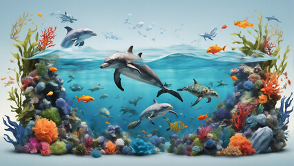 Marine life; ocean day concept
