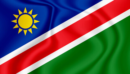 namibia national flag in the wind illustration image