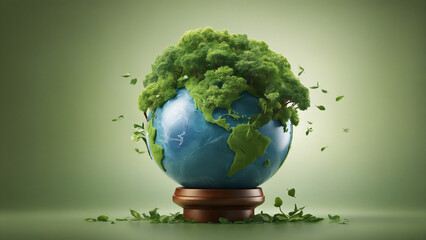 Globe with leaves; environmental day concept