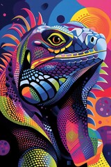 flat illustration of iguana with calming colors