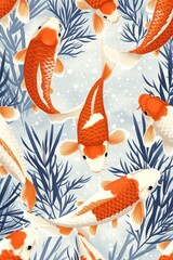 flat illustration of koi fish with calming colors