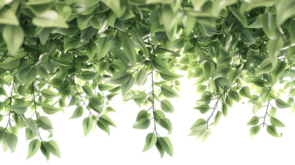 Obraz premium Verdant leafy canopy overhead on white background