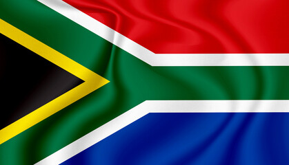 south african national flag in the wind illustration image