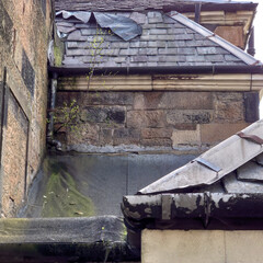 Abstract view of an old buildings roof